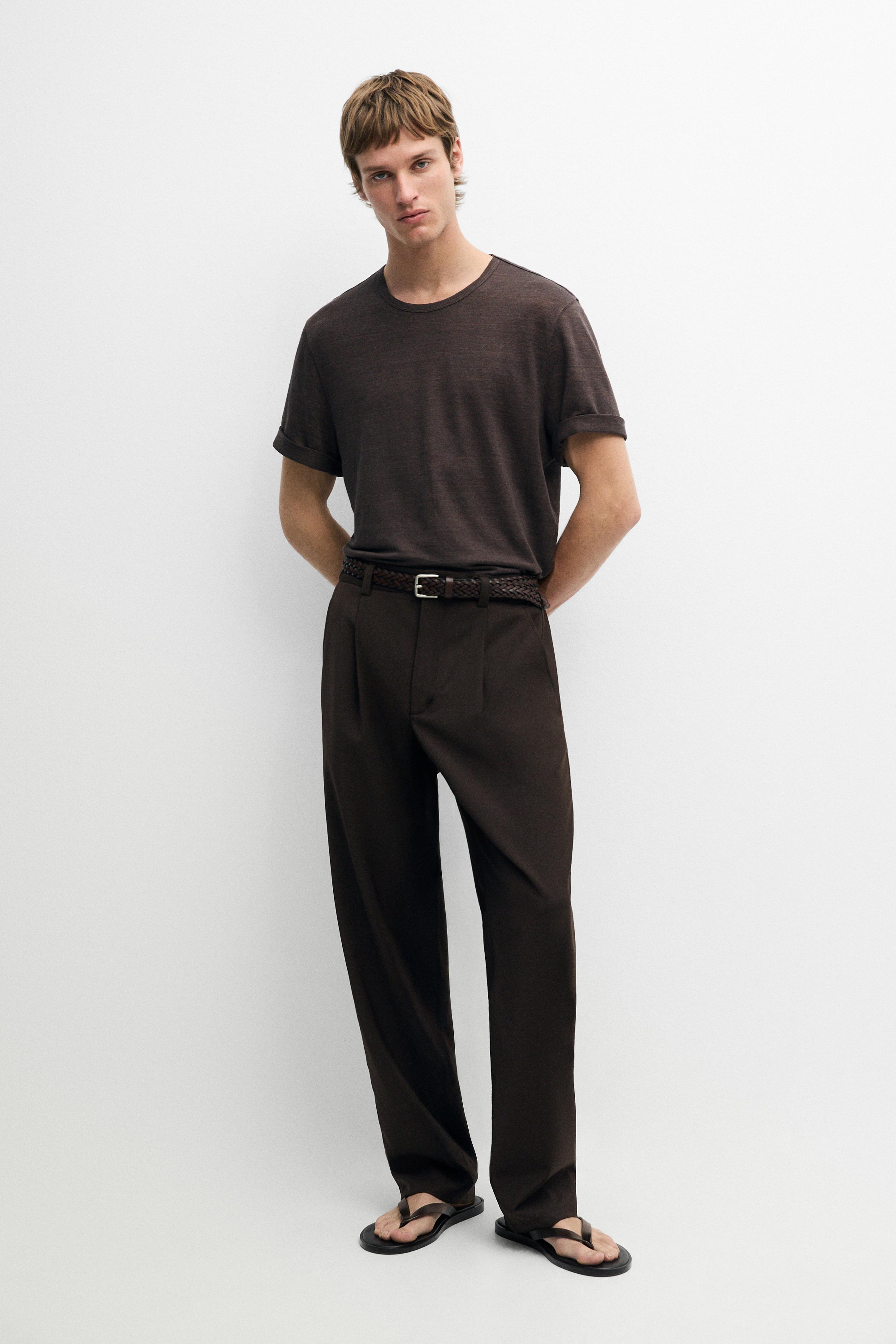 Pantalon relaxed fit à pinces en laine froide