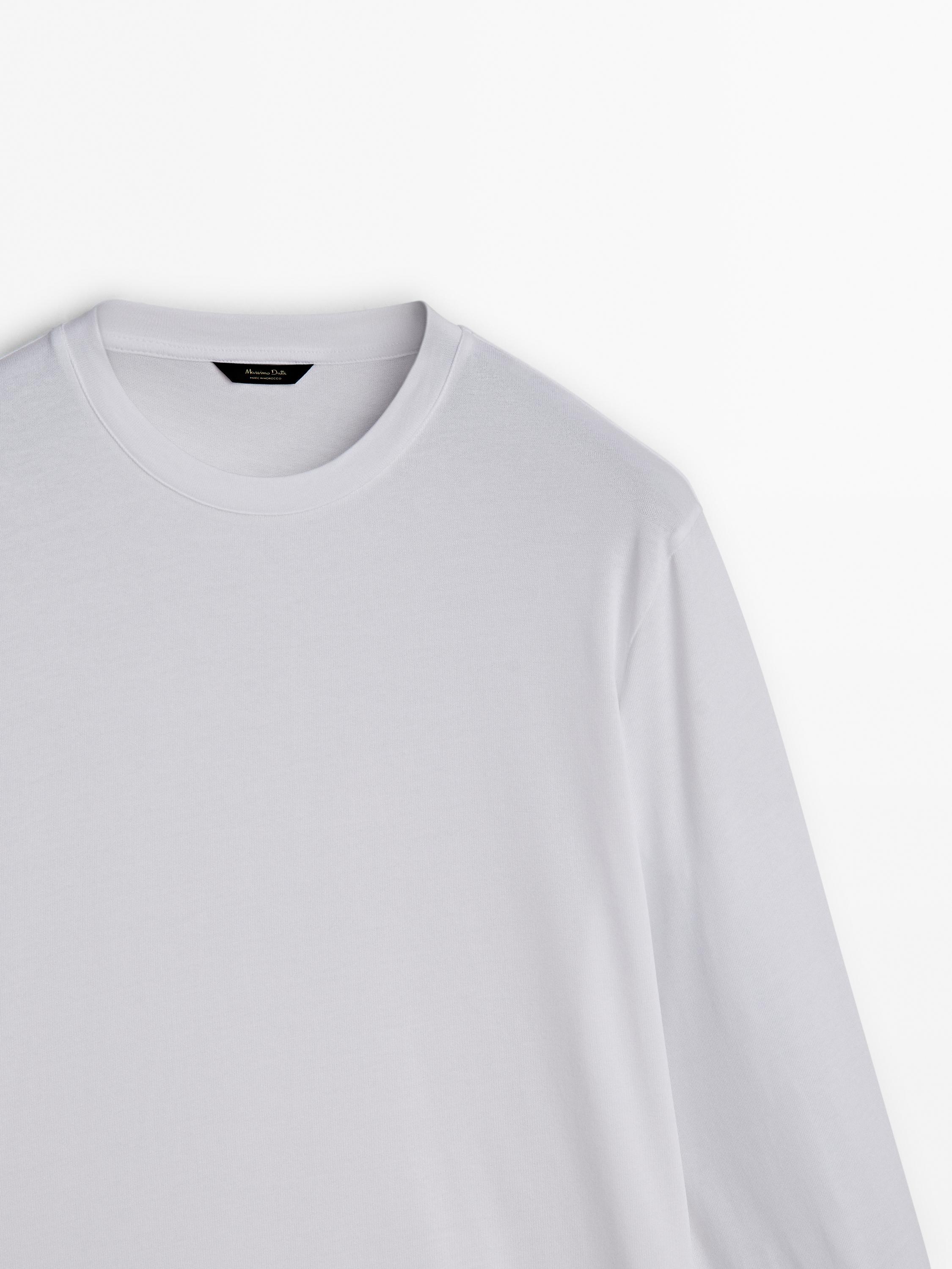 100% cotton long sleeve T-shirt - white | ZARA Canada