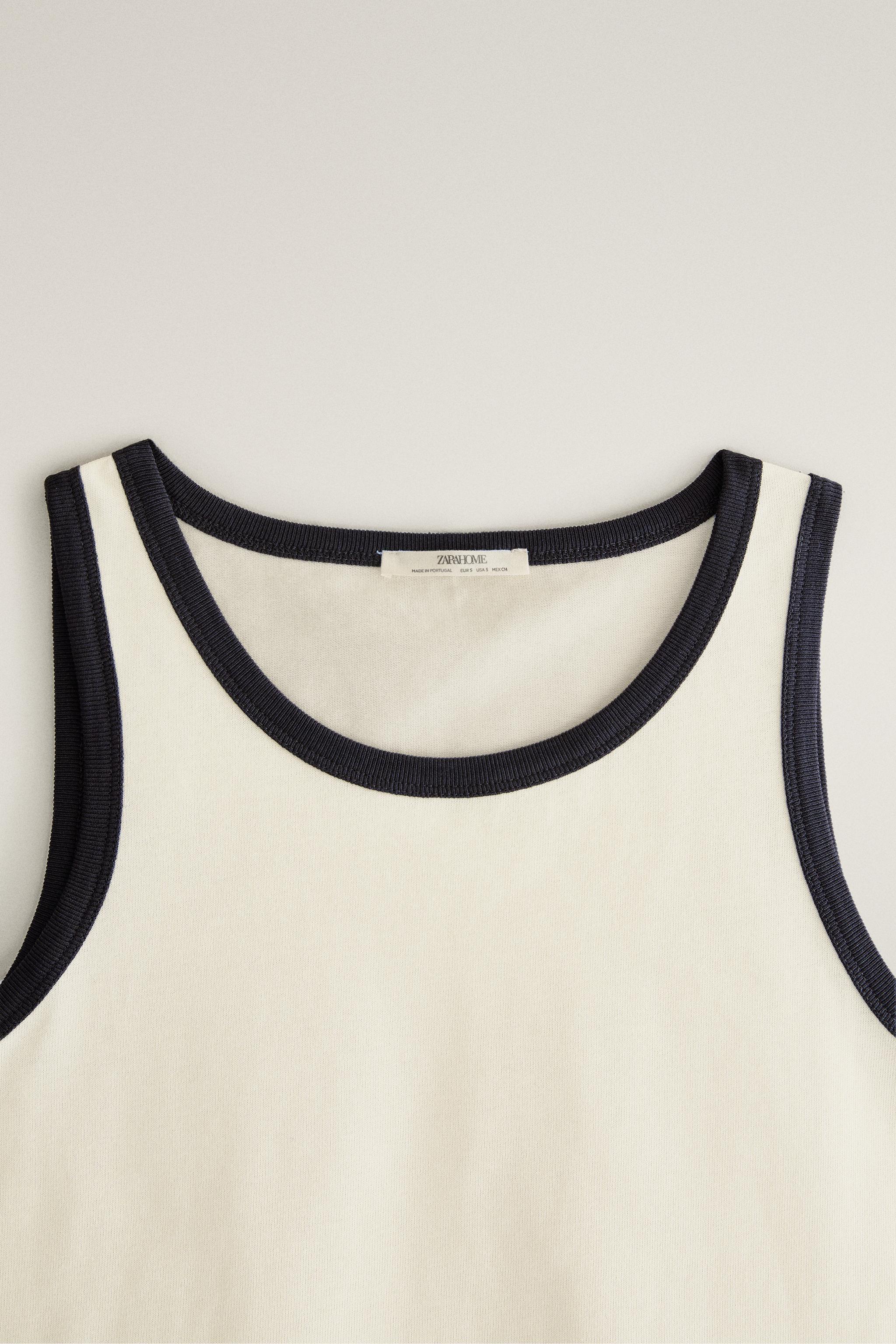 CONTRAST TRIM STRAPPY T-SHIRT