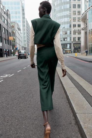SHORT WAISTCOAT WITH FLAPS - Dark green by Zara - Image 2