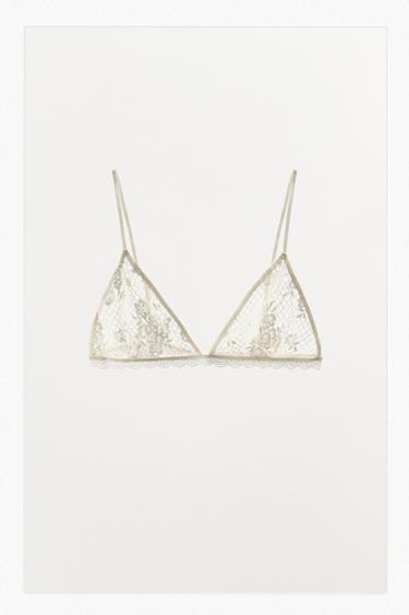 LACE TRIANGLE BRA - Ecru by Zara