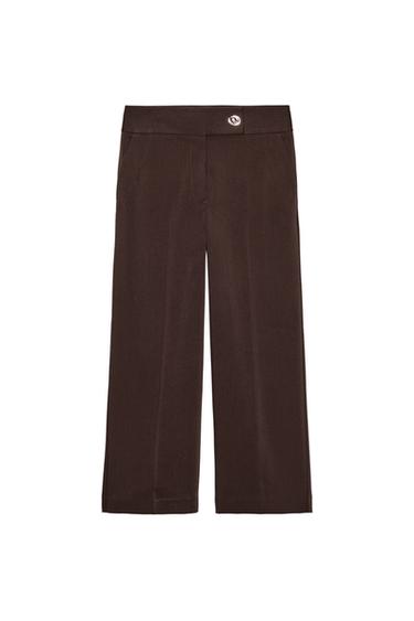 CALÇAS RETAS DE CINTURA SUBIDA - Castanho da Zara