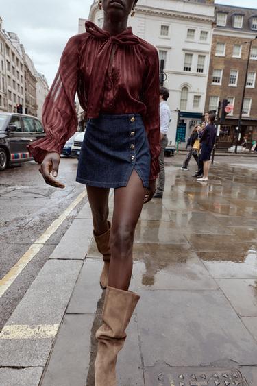 JUPE-CULOTTE CROISÉE BOUTONS - Bleu de Zara - Image 1