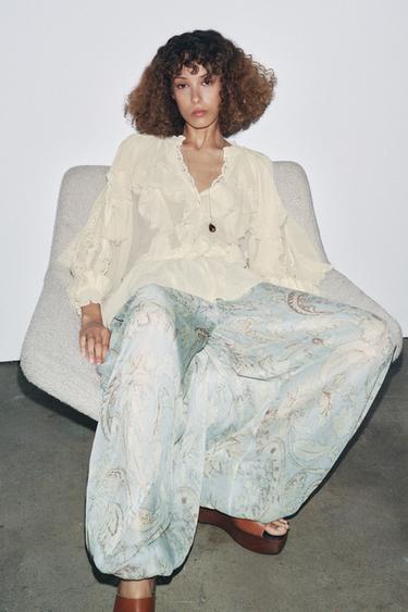 ZW COLLECTION LACE RUFFLE BLOUSE - Ecru by Zara - Image 5