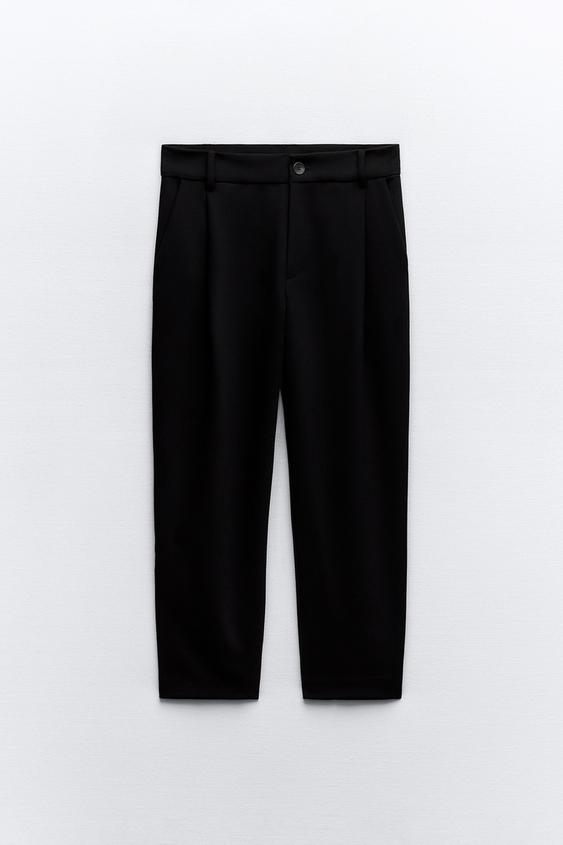 MENSWEAR STYLE STRAIGHT LEG PANTS - Black | ZARA United States