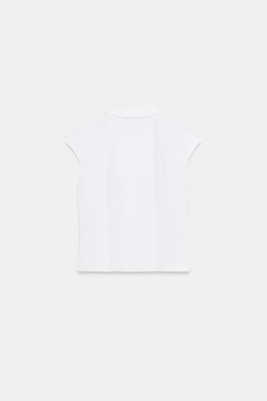 TOP GABARDINE BOUTONS - Blanc de Zara - Image 5