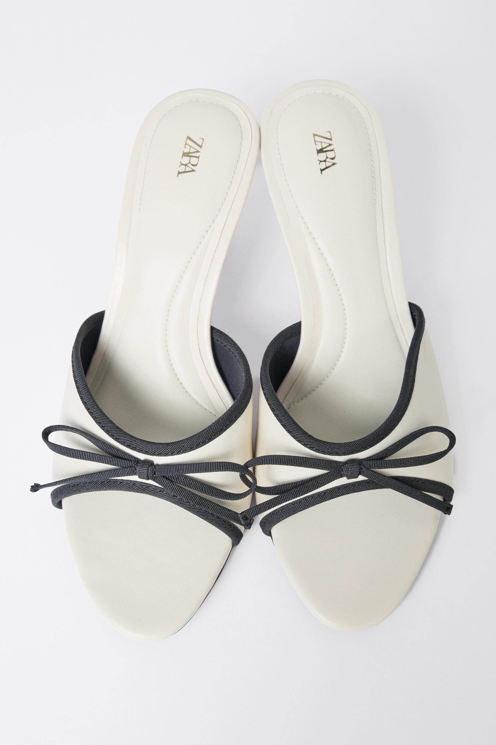BOW HEEL SANDALS — white