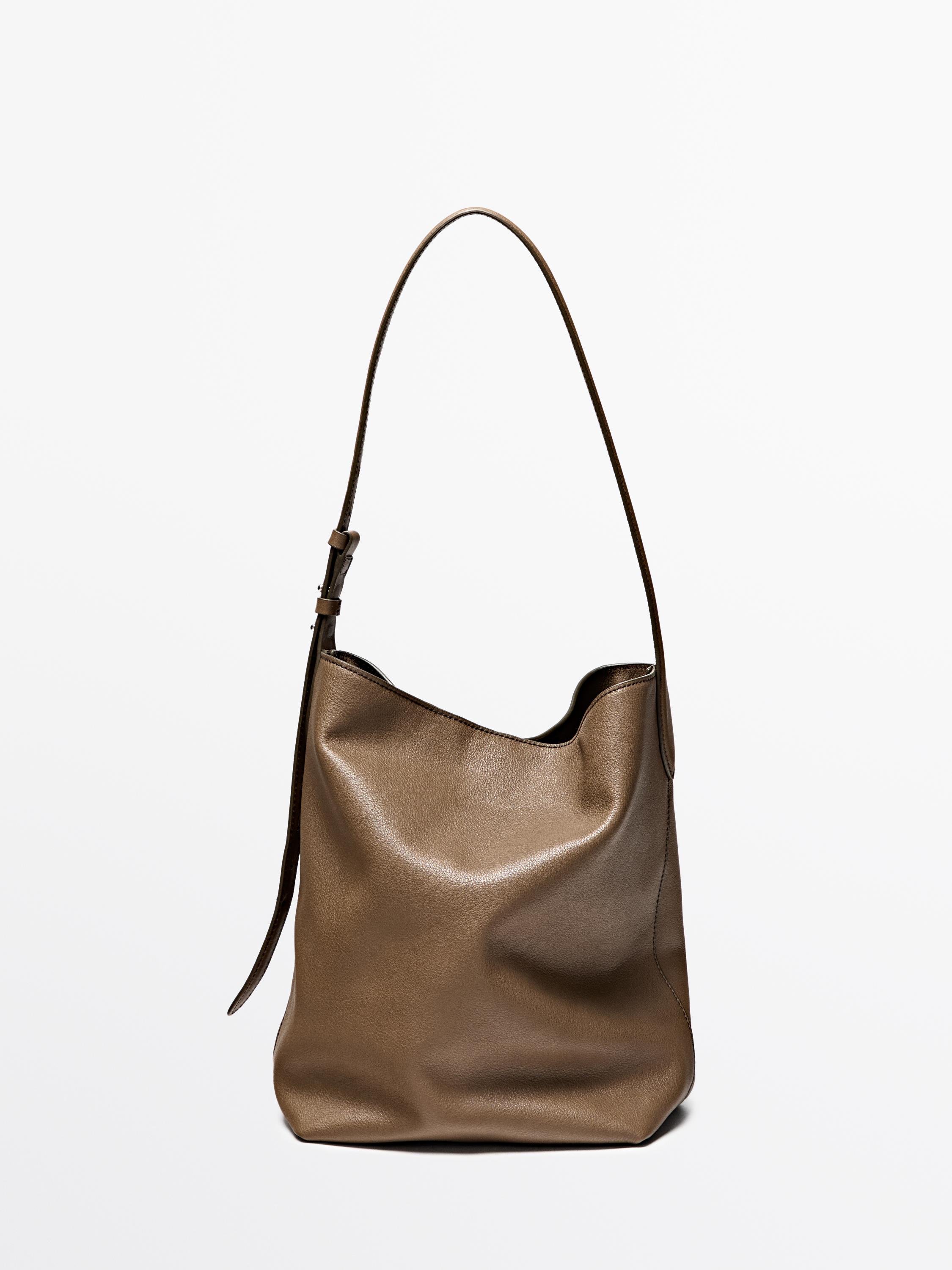 Nappa leather bucket bag — Black gold