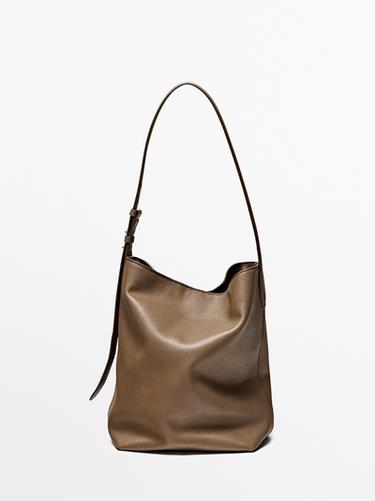 Zara Nappa leather bucket bag - Black gold - Image 0