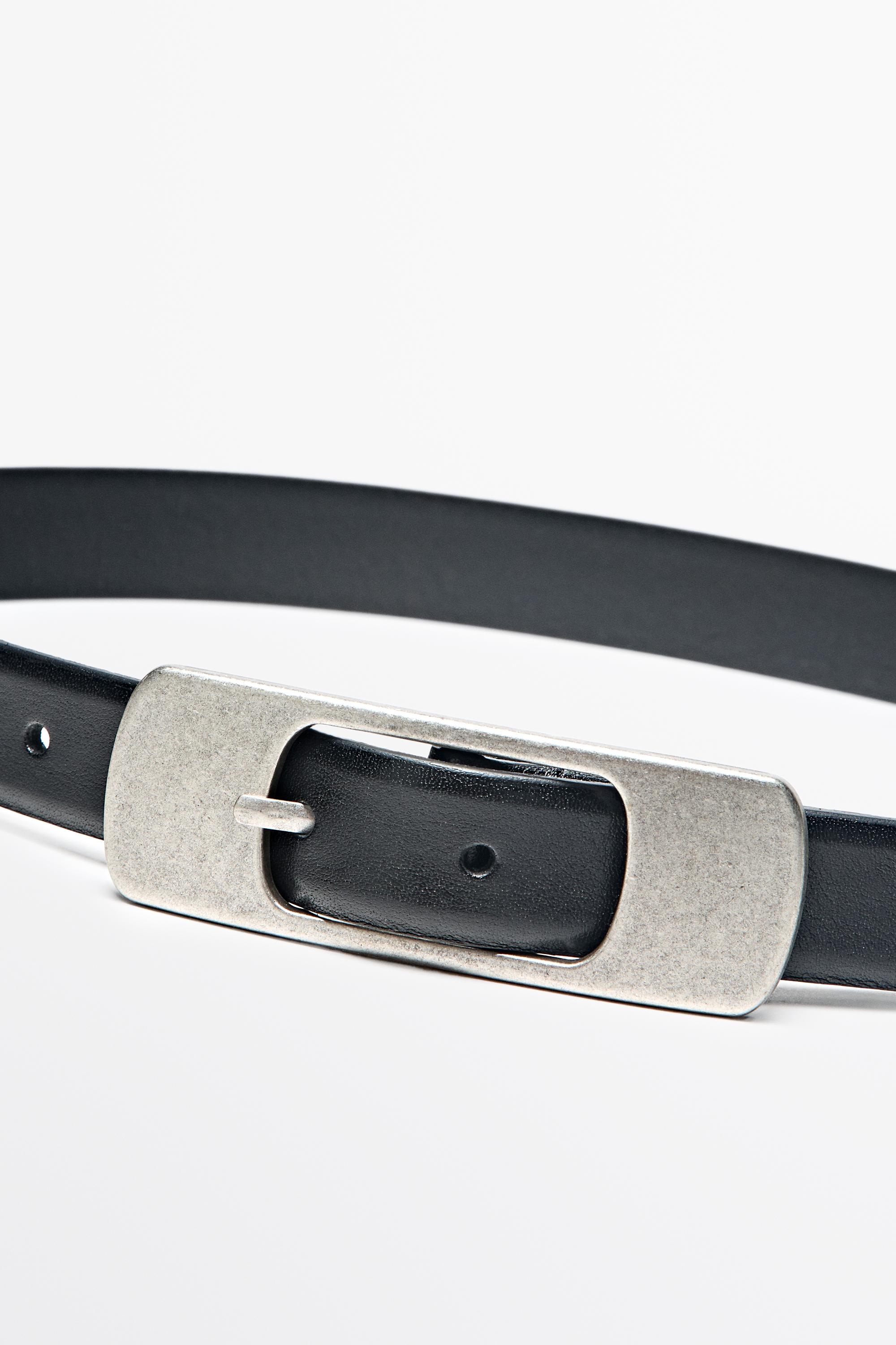 Ceinture avec boucle plate en cuir nappa