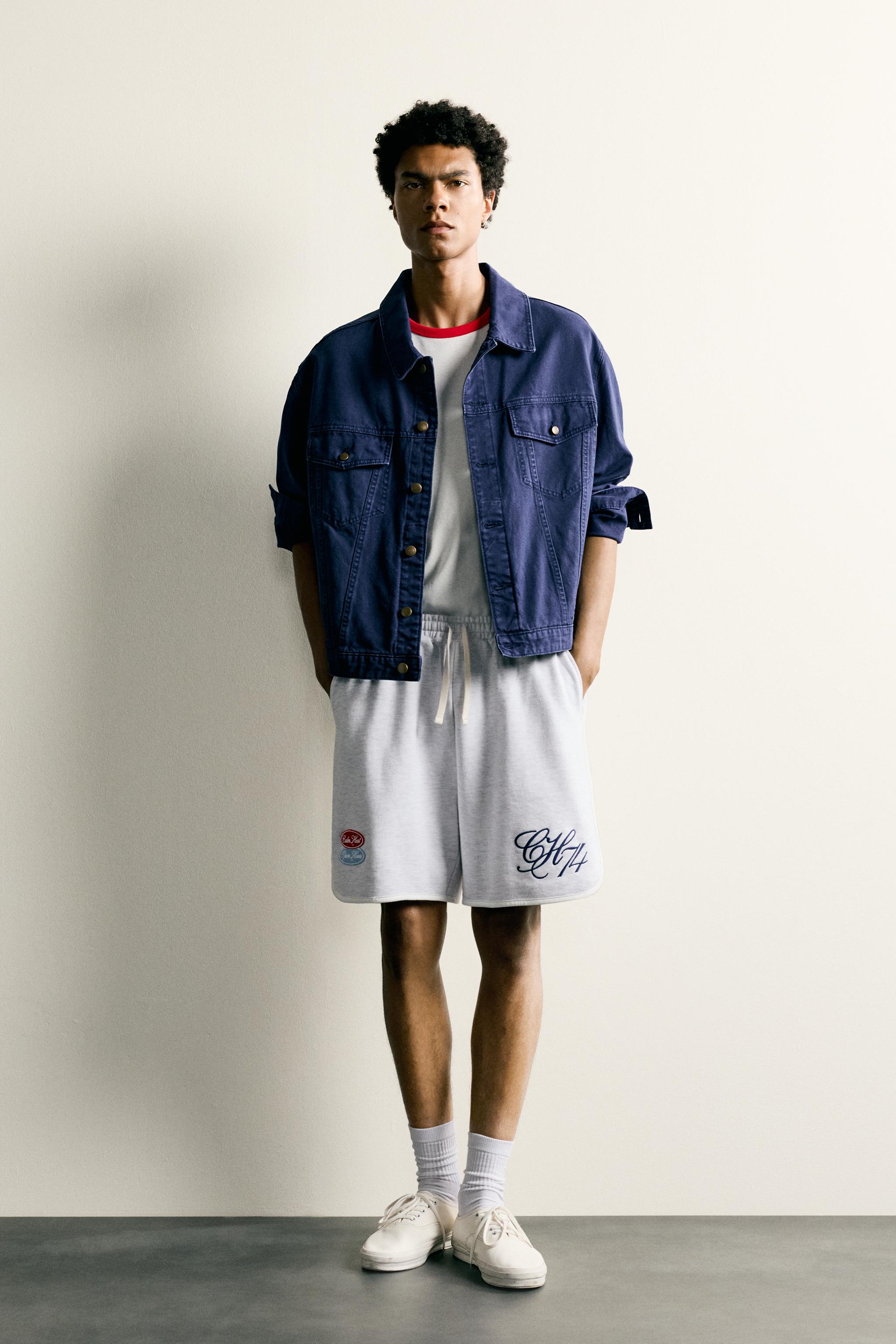 EMBROIDERED PATCH JOGGER SHORTS - Gray marl | ZARA Canada