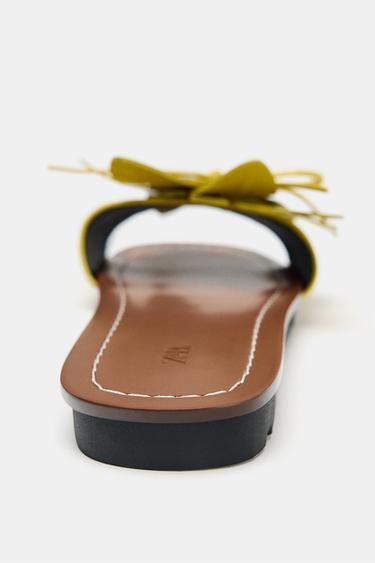 LEATHER FLOWER SANDALS - Lime Green by Zara - Image 5