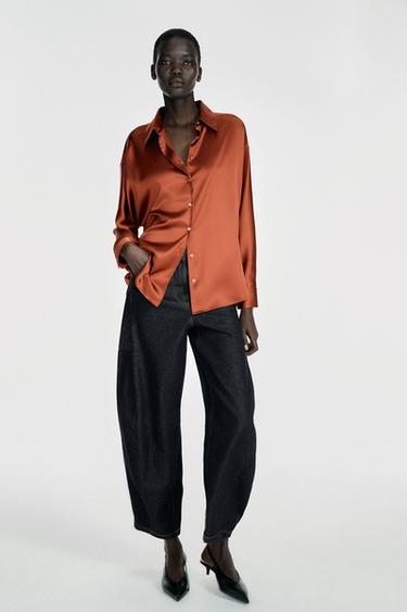 CAMISA SATINADA - Terracota de Zara - Imagen 0