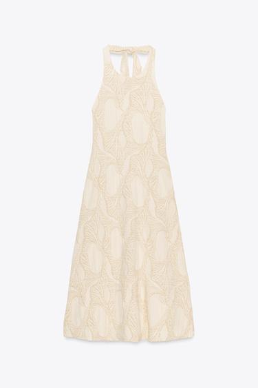 ROBE HALTER JACQUARD - Doré de Zara - Image 5