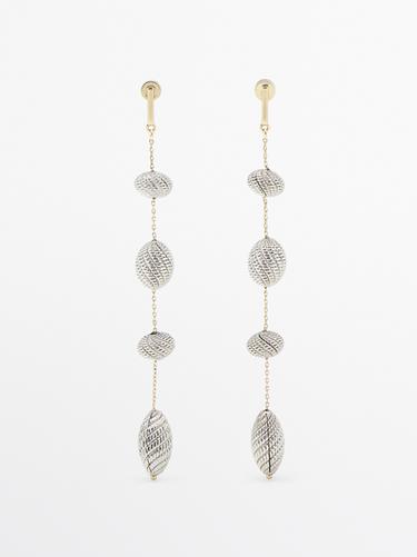 Pendientes largos piezas textura - Plata de Zara - Imagen 0
