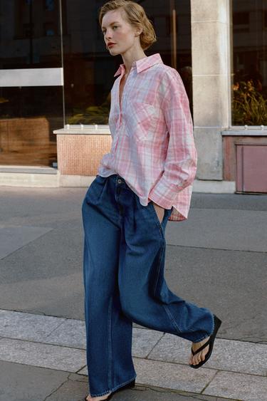 OVERSIZE CHECK SHIRT - Pink by Zara - Image 0