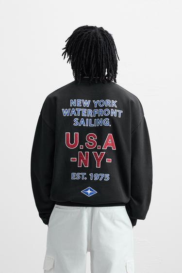 NAUTICAL EMBROIDERED TEXT SWEATSHIRT - Navy blue by Zara - Image 2