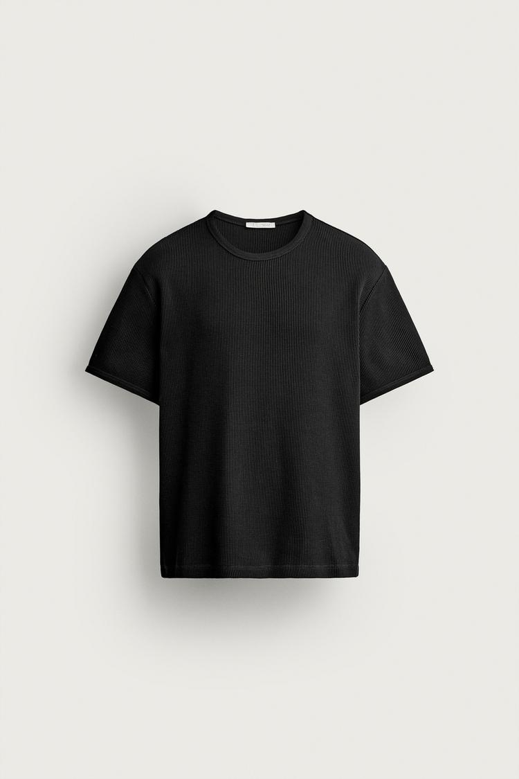 WAFFLE-KNIT TEXTURE T-SHIRT