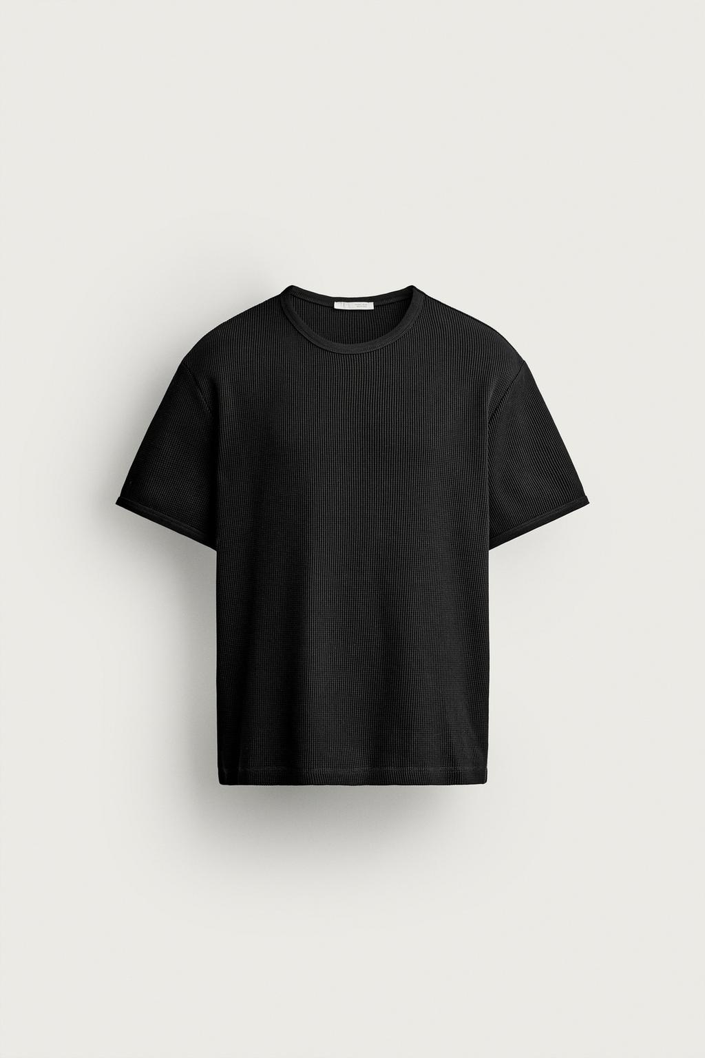 WAFFLE-KNIT TEXTURE T-SHIRT