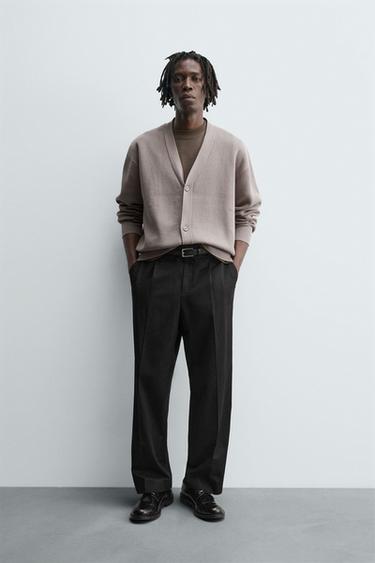 Zara TEXTURED COTTON CARDIGAN - Taupe gray - Image 0