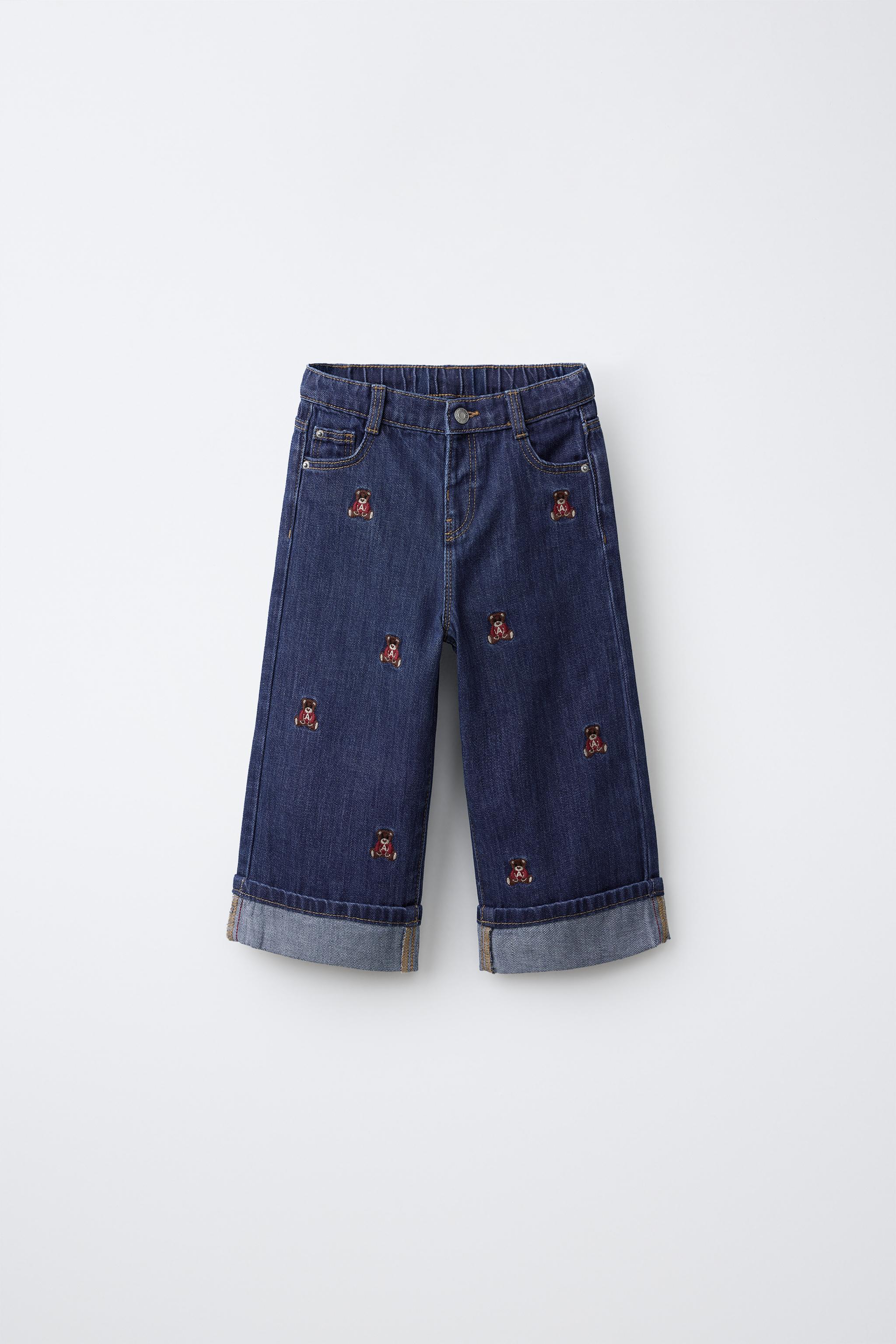 JEANS WIDE LEG BORDADO OSOS