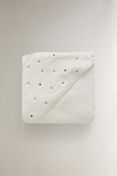STARS HOODED BABY TOWEL - Oyster-white by Zara - Image 2