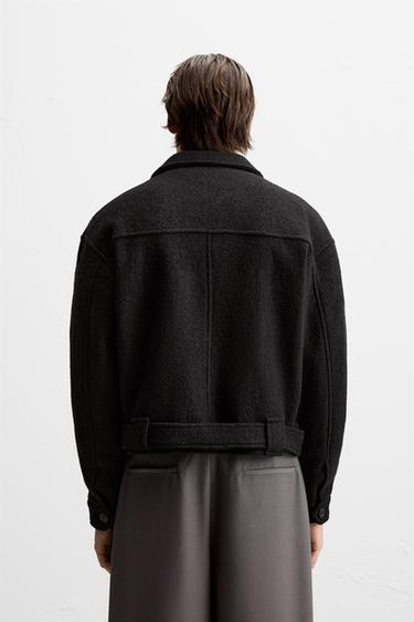 CAZADORA LANA TEXTURA BOUCLÉ - Negro de Zara