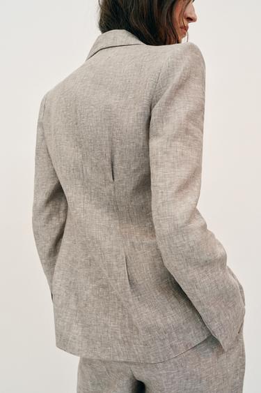 VESTE À ÉPAULETTES 100 % LIN - Sable / Chiné de Zara - Image 4