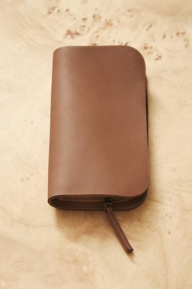 GELDBÖRSE AUS LEDER - Braun von Zara