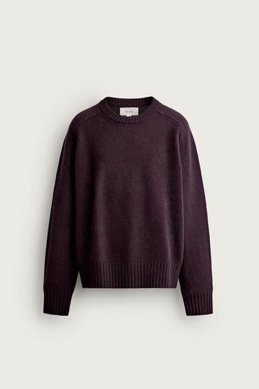 100% CASHMERE REGULAR FIT JUMPER — Plum 1