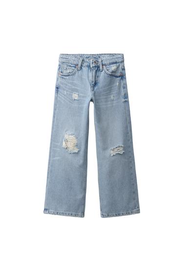 JEANS WIDE LEG CROCHET - Azul de Zara