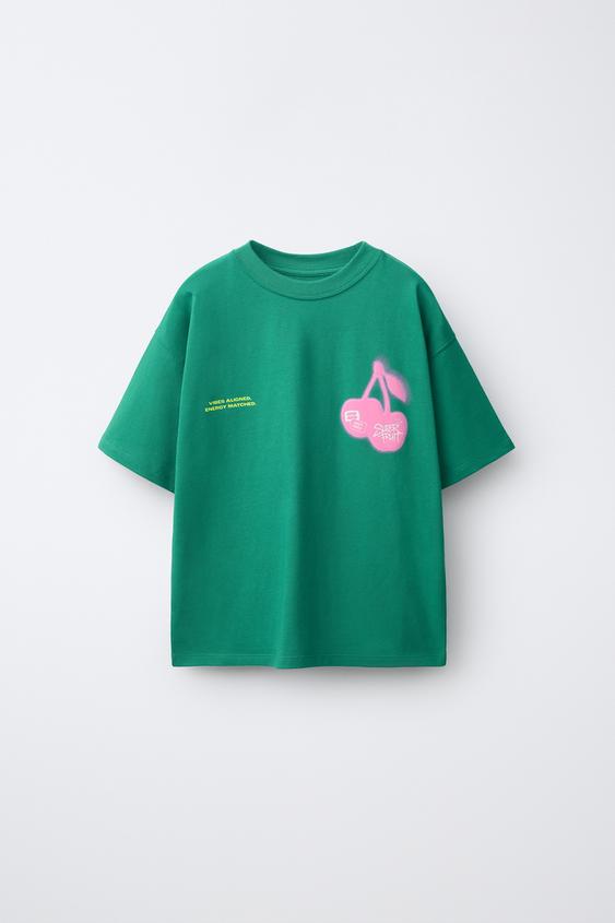 CAMISETA ESTAMPADO FRUTAS - Verde / Azul de Zara - Imagen 0