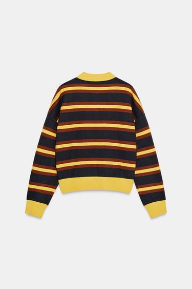 PULL POLO EN MAILLE À RAYURES - Multicolore de Zara - Image 2