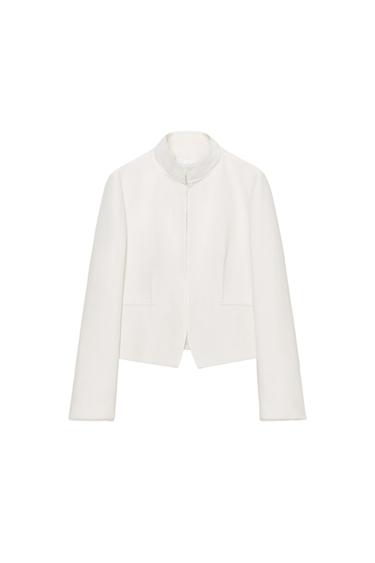 BLAZER ENTALLADA COMBINADA ZW COLLECTION - Crudo de Zara