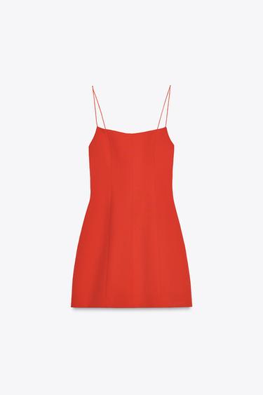 KURZES ELASTISCHES KLEID MIT SCHLEIFE - Rot von Zara