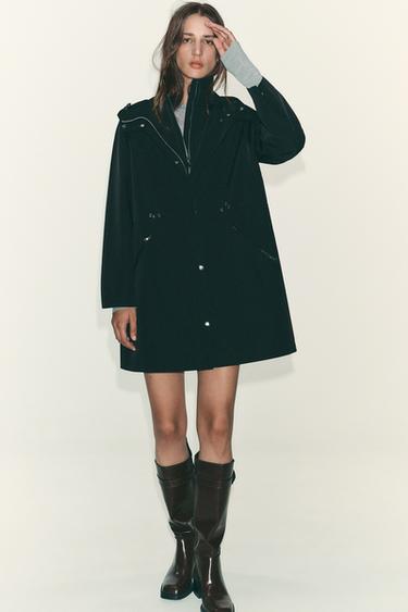 LONG HOODED JACKET - Black by Zara - Image 0