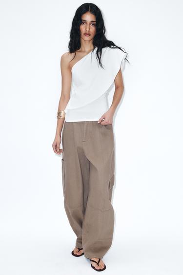 TOP ASIMÉTRICO INTERLOCK - Blanco de Zara - Imagen 0