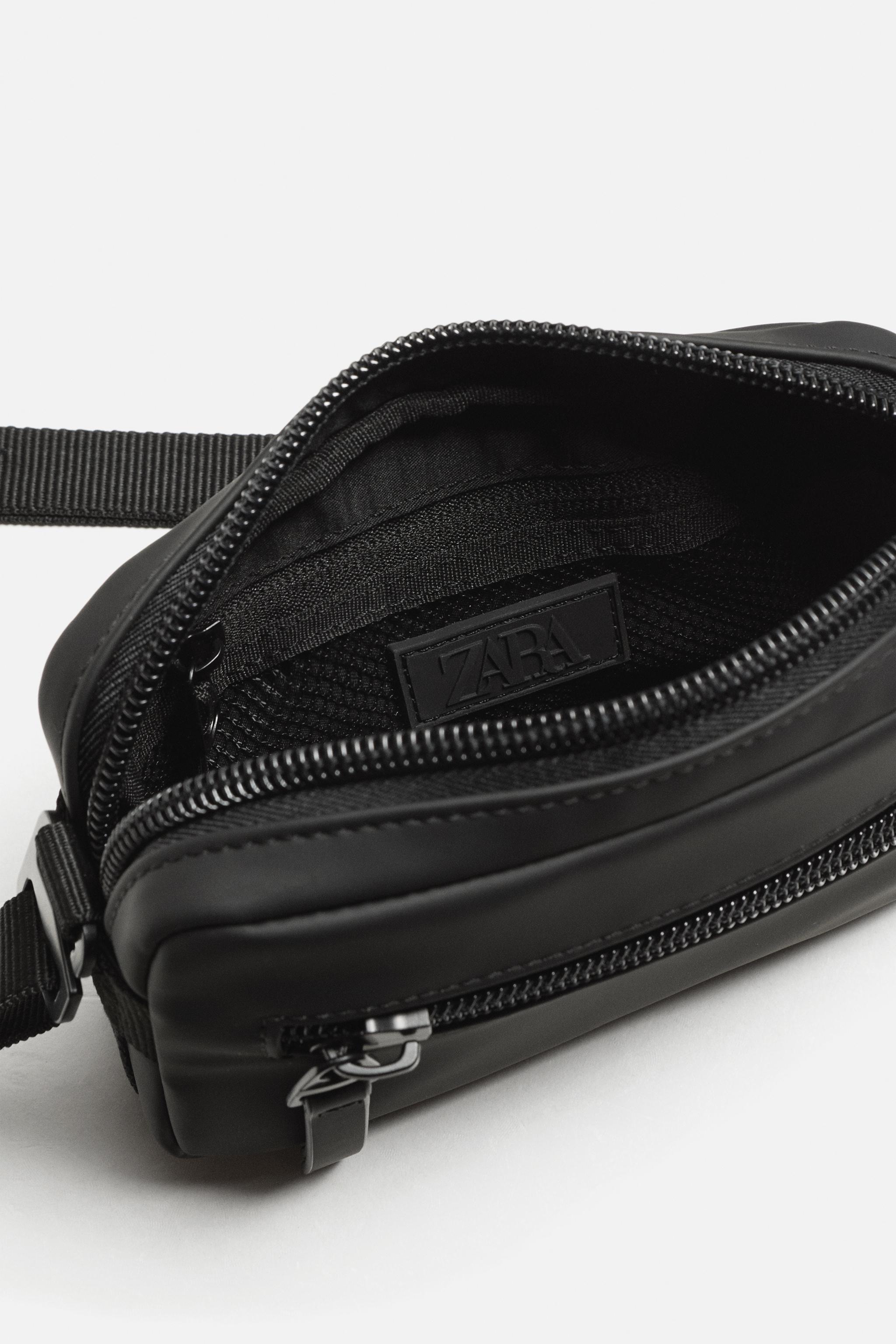 ［ZARA］ラバークロスボディバッグ 3901/520 フラップ付きナイロンクロスボディバッグ - ブラック | ZARA