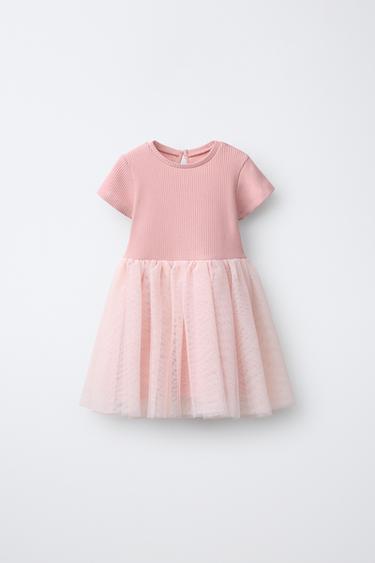 VESTIDO COMBINADO TUL - Rosa pastel de Zara
