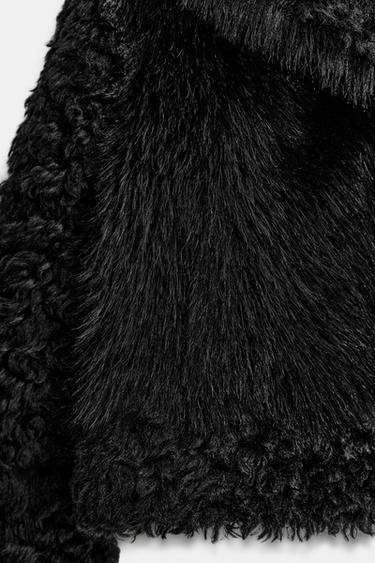 SHORT FAUX FUR COAT ZW COLLECTION - Black by Zara - Image 4