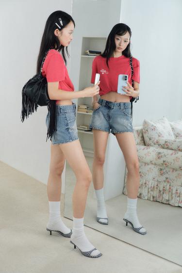 Zara 素色水洗效果 T 恤 - 紅色 - 圖片 0