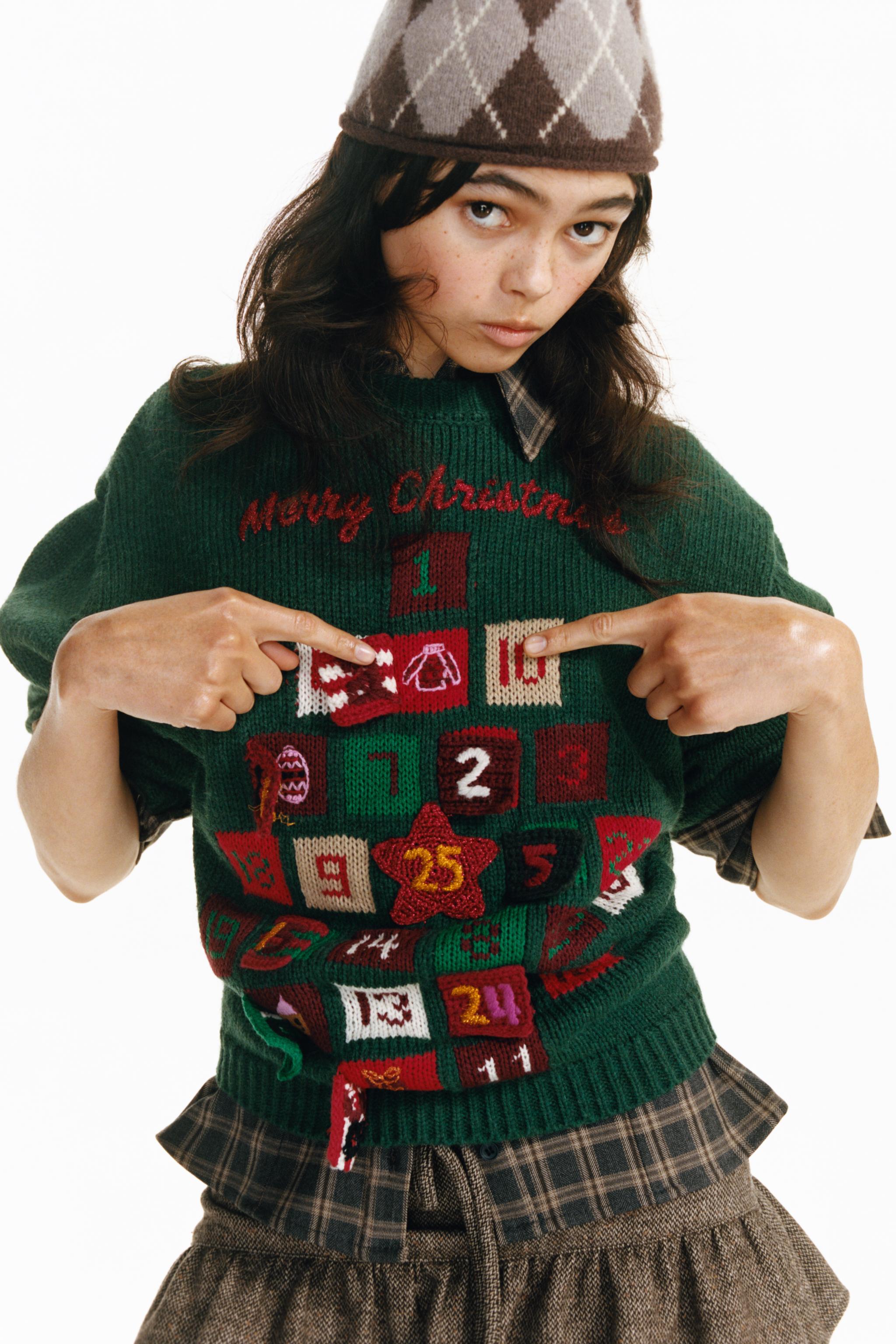 ADVENT CALENDAR CHRISTMAS KNIT JUMPER - Billiard green | ZARA