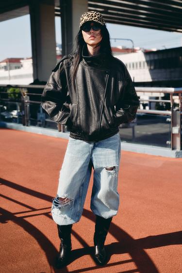 Zara 人造皮革外套 - 黑色