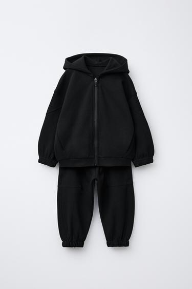TOTAL LOOK SUDADERA CREMALLERA Y JOGGER INTERLOCK LOGO - Grisáceo de Zara