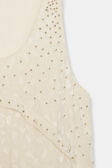 ROBE COURTE JACQUARD ZW COLLECTION - Écru / Beige de Zara - Image 8