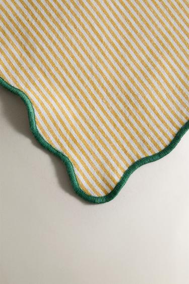 PACK OF STRIPED NAPKINS WITH SCALLOPED EDGE (PACK OF 2) - Yellow by Zara - Image 2