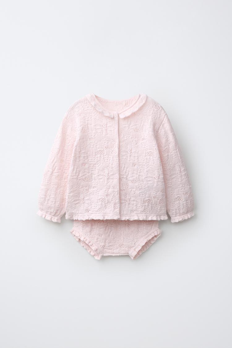 Conjunto de chaqueta de punto de algodón y seda y pantalones cortos 2
