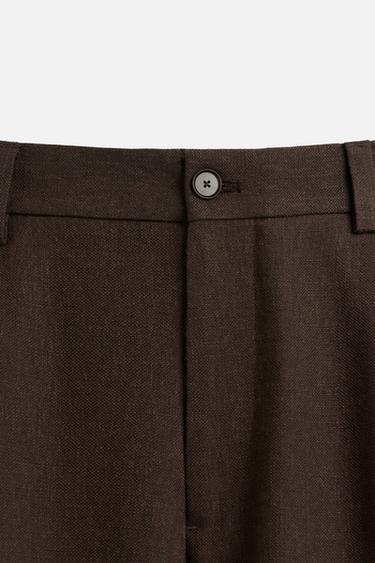 TEXTURED BERMUDA SHORTS WITH PLEATS - Brown by Zara - Image 7