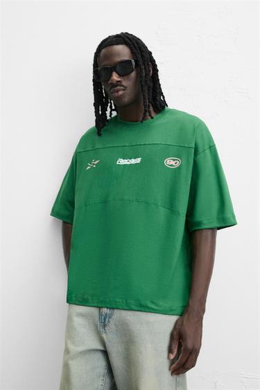 T-SHIRT BANDE RÉSILLE - Vert de Zara - Image 5