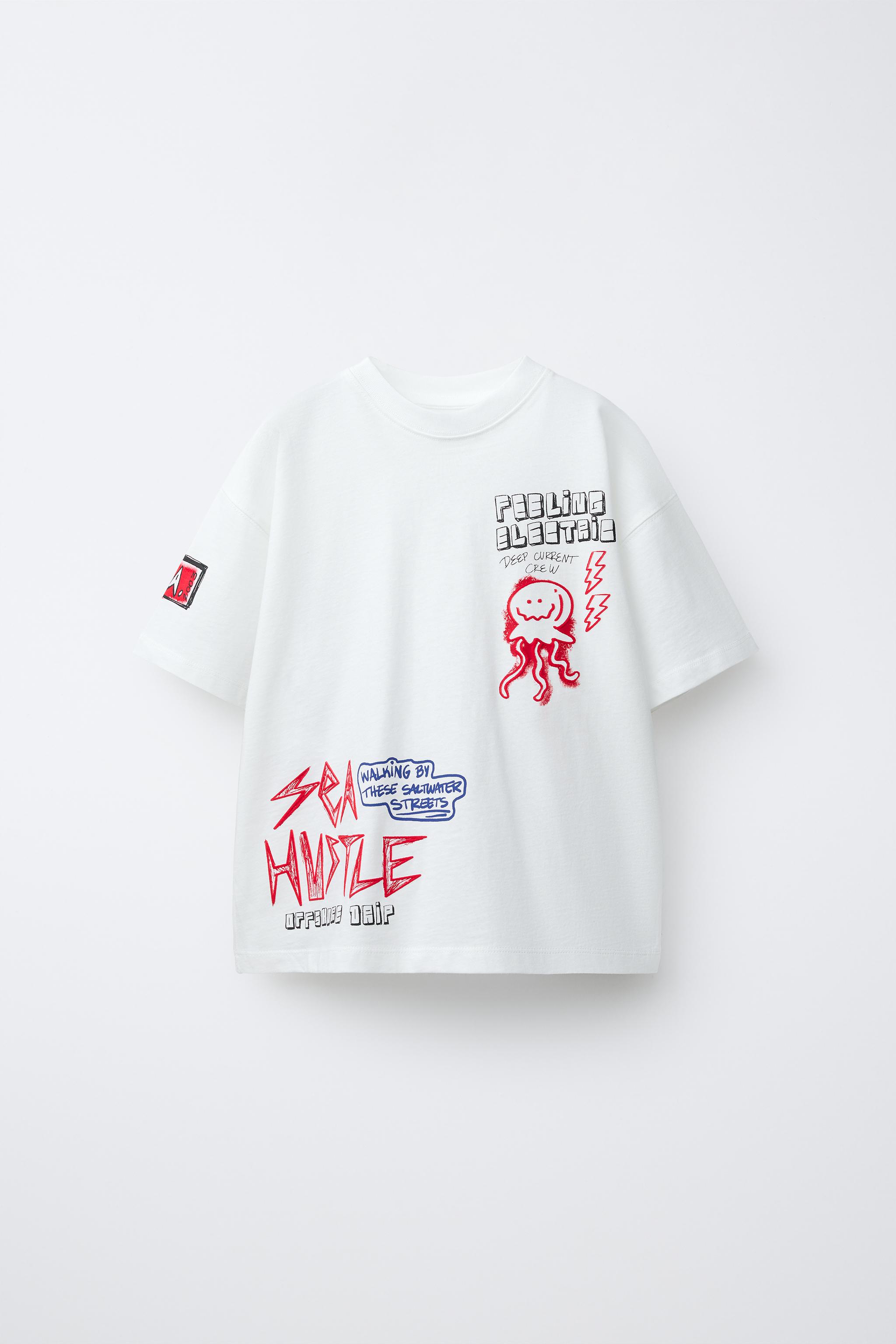 プリント柄Tシャツ - ホワイト | ZARA Japan / 日本
